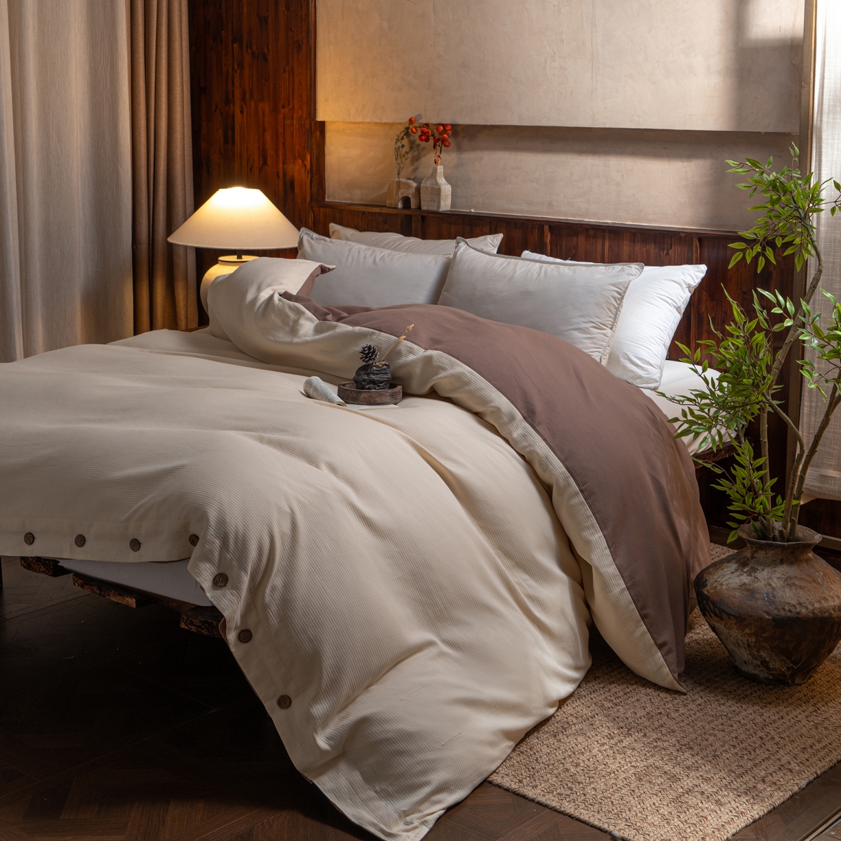 91家纺网 家纺一手货源 找家纺 （总）春皖家纺 2025新款全棉水洗提花磨毛单被套-风格一