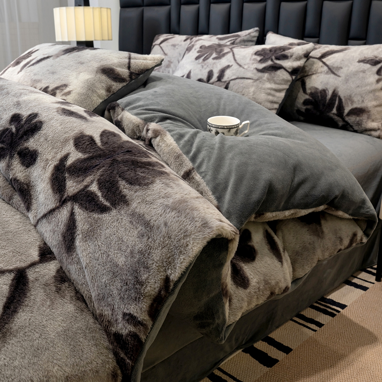 91家纺网 家纺一手货源 找家纺 （总）豫见家纺 2025新款法式美拉德高克重兔毛床单款四件套兔毛简单款