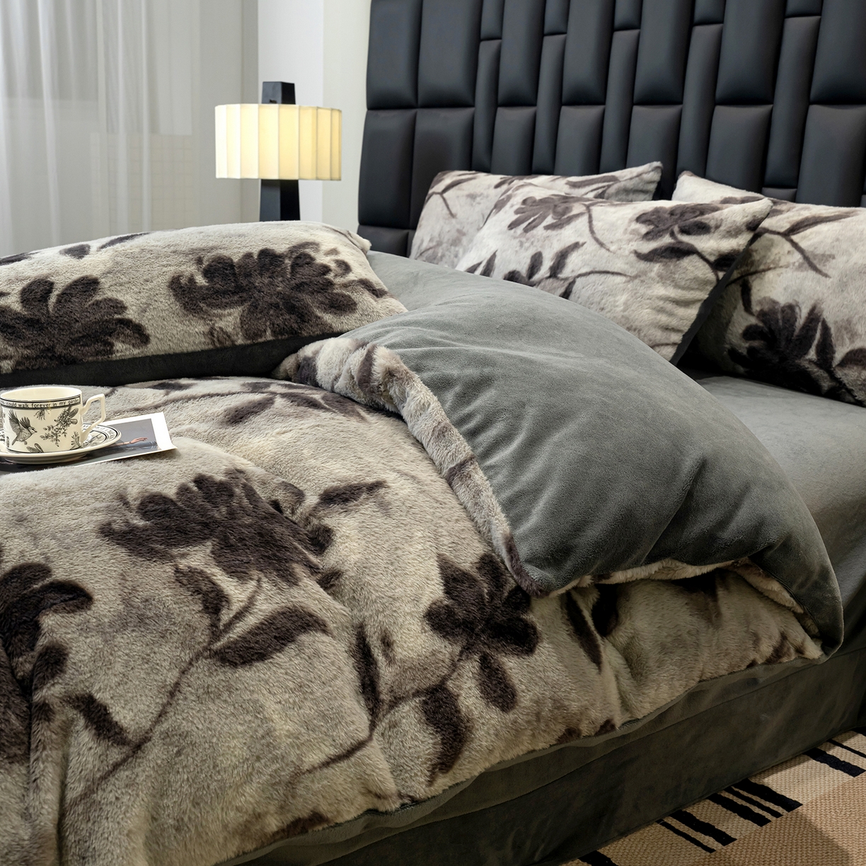 91家纺网 家纺一手货源 找家纺 （总）豫见家纺 2025新款法式美拉德高克重兔毛床单款四件套兔毛简单款