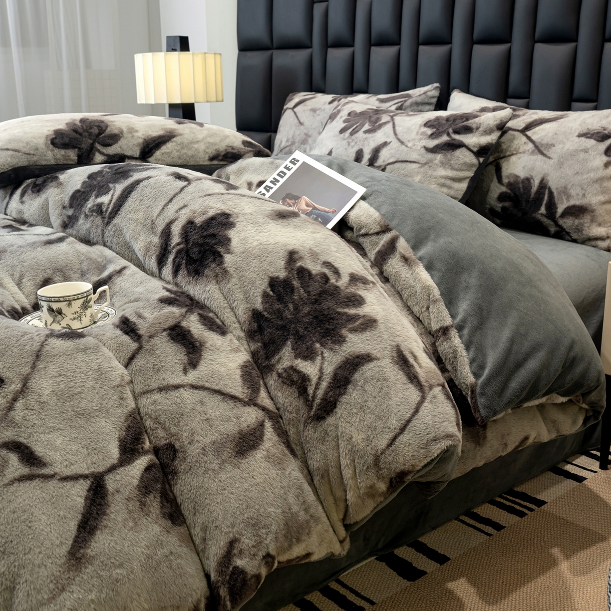 91家纺网 家纺一手货源 找家纺 （总）豫见家纺 2025新款法式美拉德高克重兔毛床单款四件套兔毛简单款