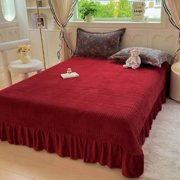 91家纺网 家纺一手货源 找家纺 （总）豫见家纺 2025新款高克重牛奶绒夹棉床盖四件套