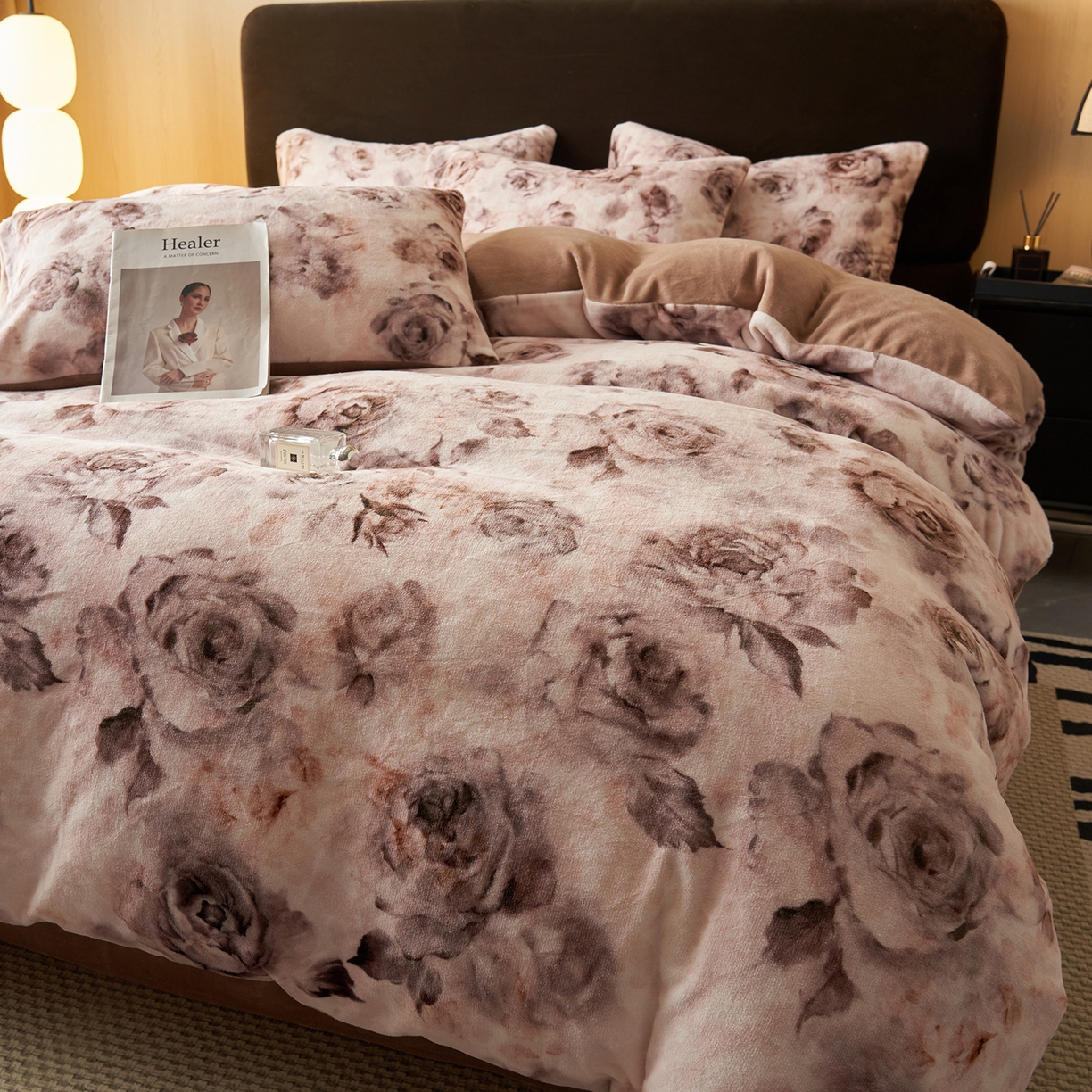 91家纺网 家纺一手货源 找家纺 （总）吾秀家居 绒城  230克美拉德数码绒四件套 牛奶绒四件套 - 暖秋系列