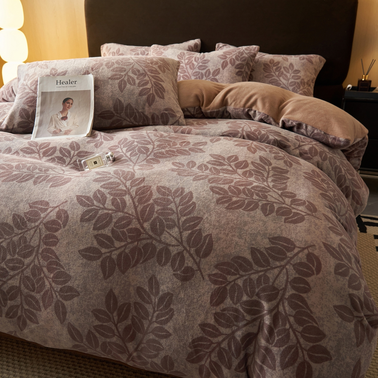 91家纺网 家纺一手货源 找家纺 （总）吾秀家居 绒城  230克美拉德数码绒四件套 牛奶绒四件套 - 暖秋系列