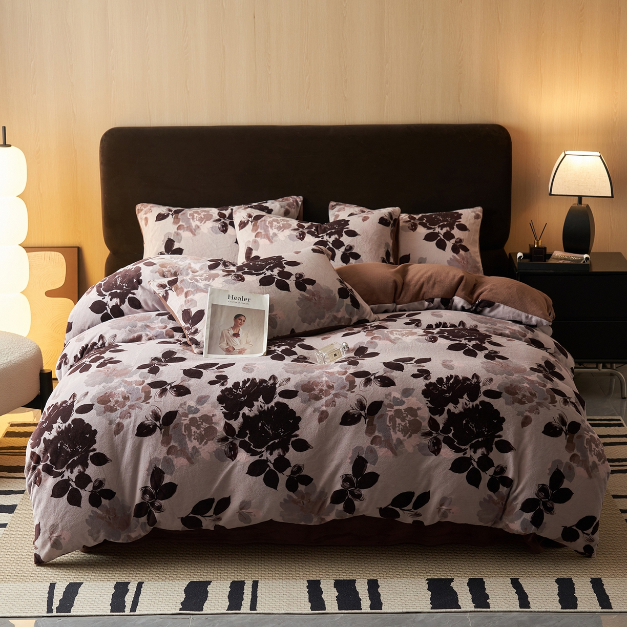 91家纺网 家纺一手货源 找家纺 吾秀家居 绒城  230克美拉德数码绒四件套 牛奶绒四件套 - 暖秋系列 罗曼庄园