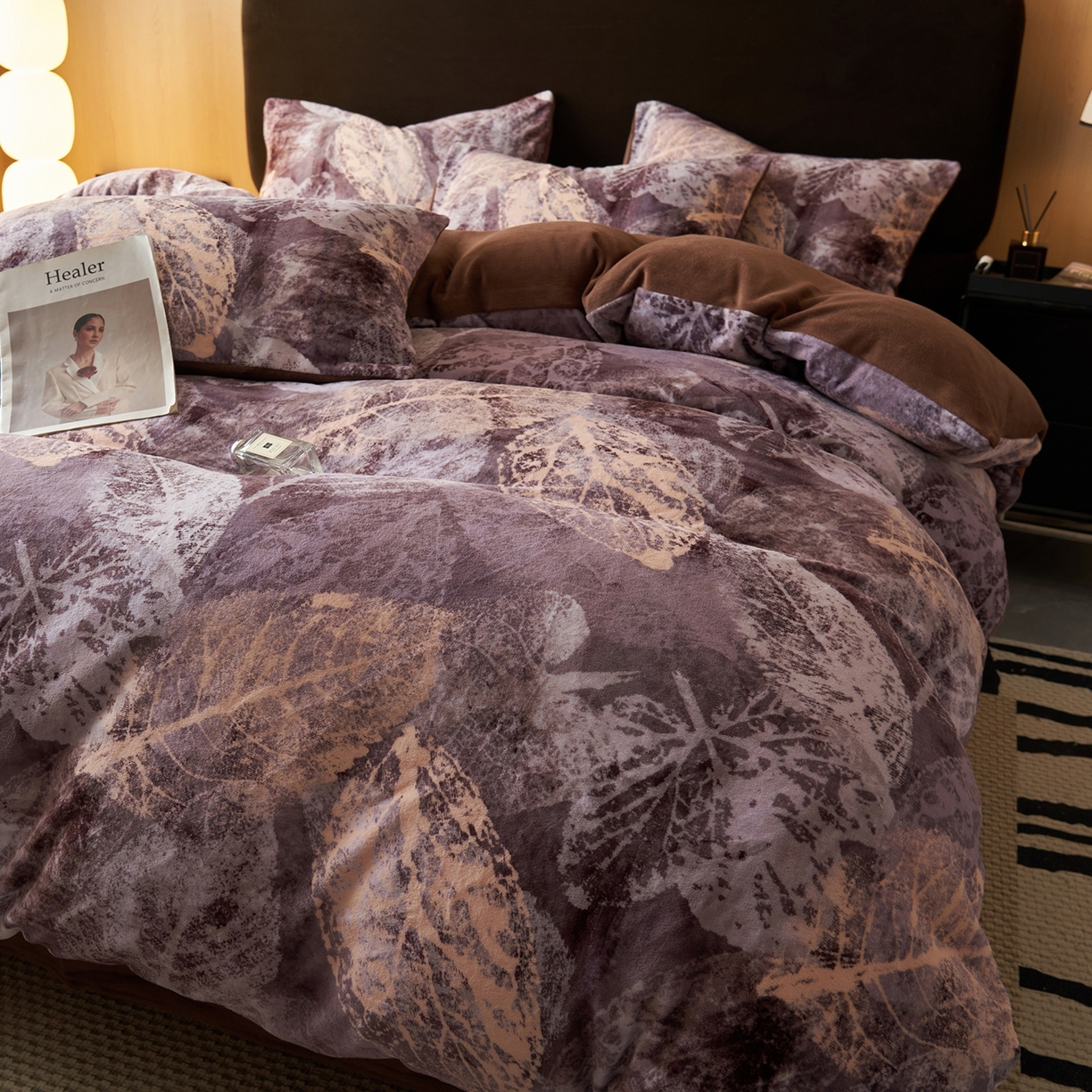 吾秀家居 绒城  230克美拉德数码绒四件套 牛奶绒四件套 - 暖秋系列 深紫罗兰