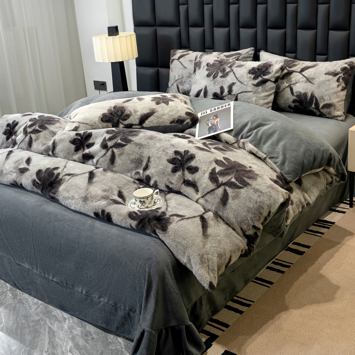 91家纺网 家纺一手货源 找家纺 豫见家纺 2025新款法式美拉德高克重兔毛床单款四件套兔毛简单款 奥黛丽