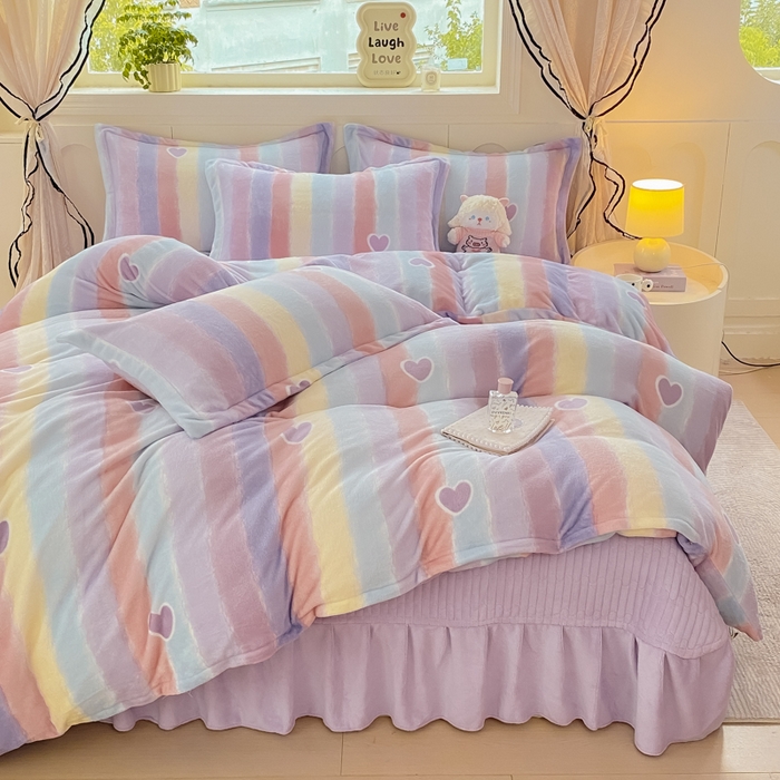 91家纺网 家纺一手货源 找家纺 （总）豫见家纺 2025新款高克重牛奶绒夹棉床盖四件套