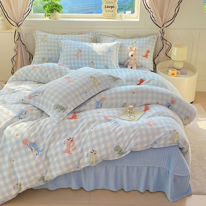 91家纺网 家纺一手货源 找家纺 （总）豫见家纺 2025新款高克重牛奶绒夹棉床盖四件套