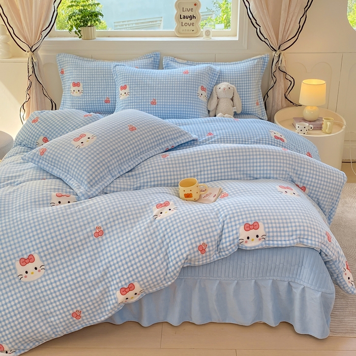 91家纺网 家纺一手货源 找家纺 （总）豫见家纺 2025新款高克重牛奶绒夹棉床盖四件套