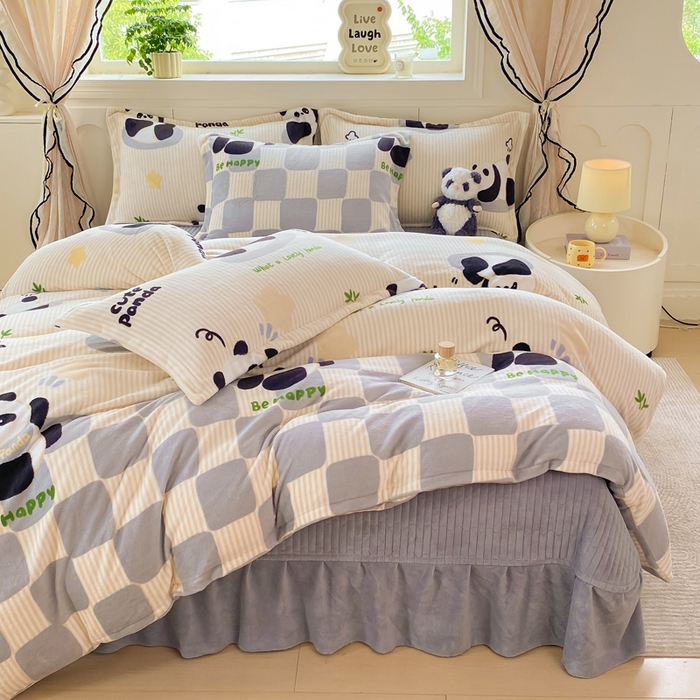 91家纺网 家纺一手货源 找家纺 （总）豫见家纺 2025新款高克重牛奶绒夹棉床盖四件套