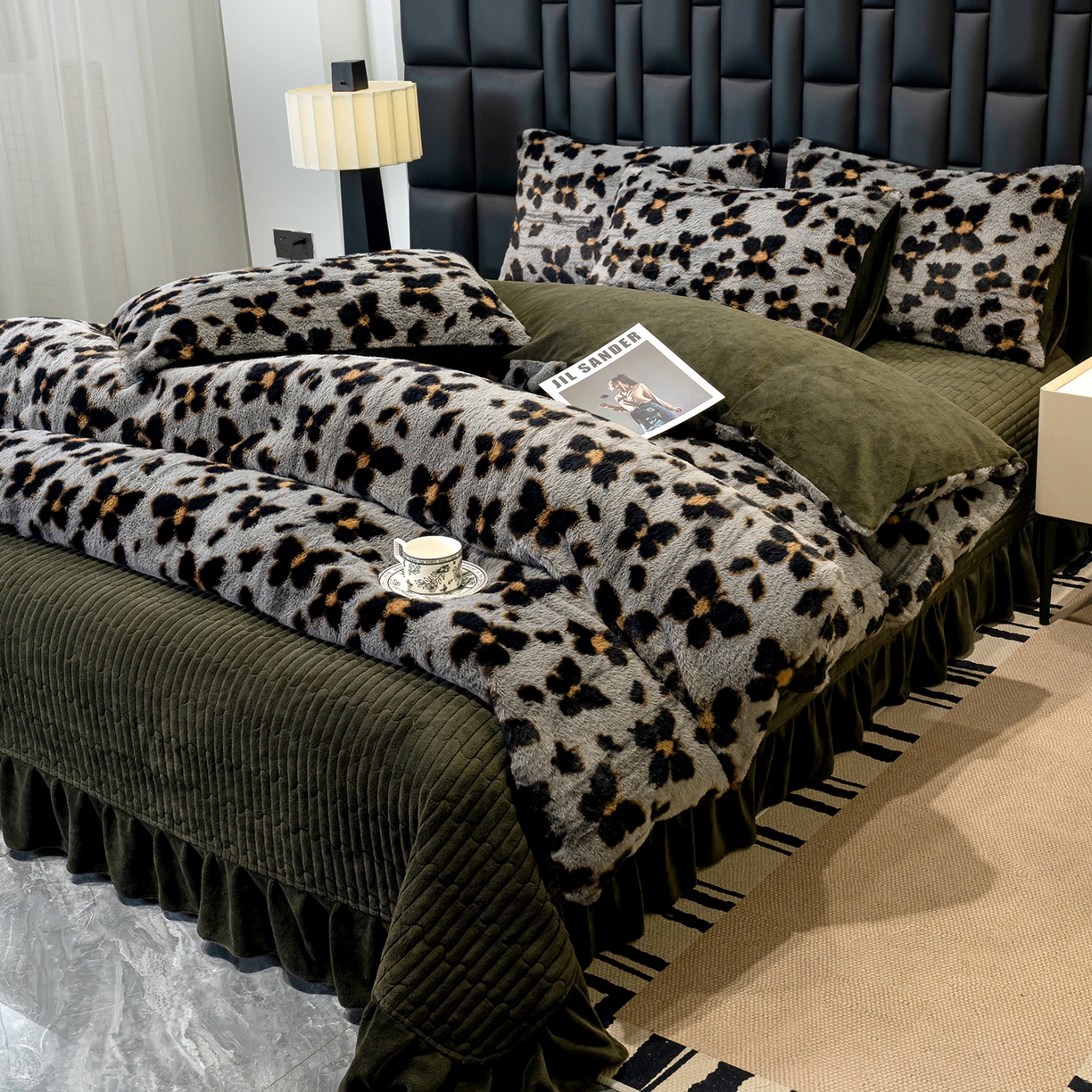 91家纺网 家纺一手货源 找家纺 豫见家纺 2025新款法式美拉德高克重兔毛床单款四件套兔毛简单款 蝶舞-灰