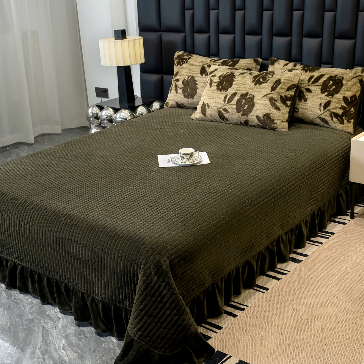 91家纺网 家纺一手货源 找家纺 豫见家纺 2025新款法式美拉德高克重兔毛床单款四件套兔毛简单款 繁花