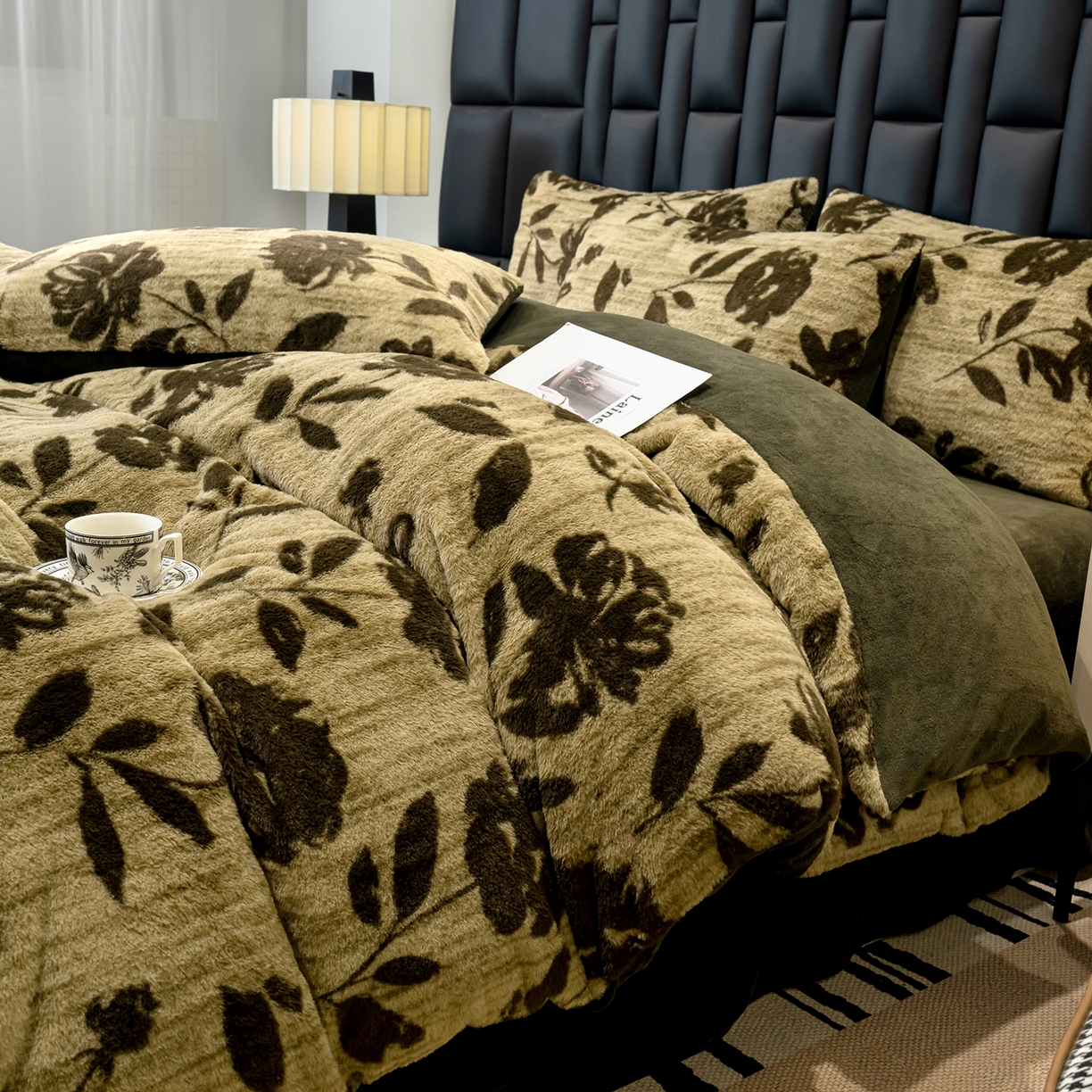 91家纺网 家纺一手货源 找家纺 豫见家纺 2025新款法式美拉德高克重兔毛床单款四件套兔毛简单款 繁花