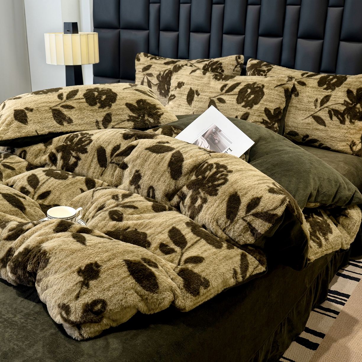 91家纺网 家纺一手货源 找家纺 豫见家纺 2025新款法式美拉德高克重兔毛床单款四件套兔毛简单款 繁花