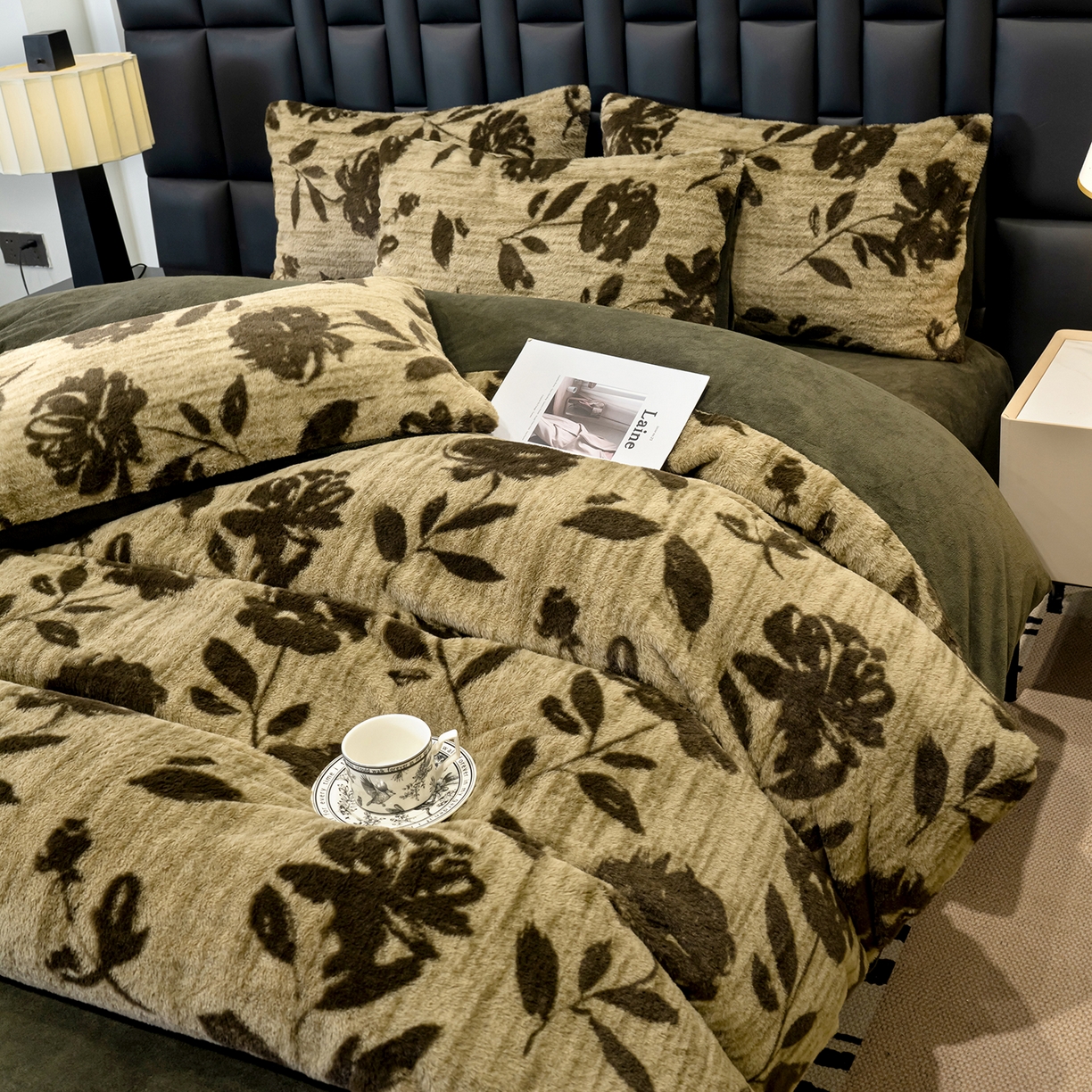 91家纺网 家纺一手货源 找家纺 豫见家纺 2025新款法式美拉德高克重兔毛床单款四件套兔毛简单款 繁花