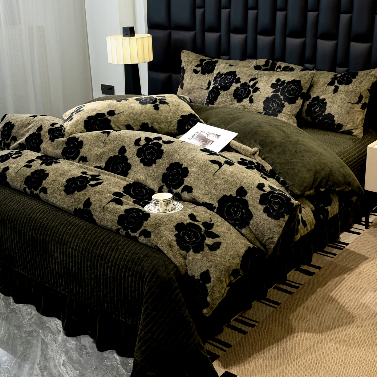 91家纺网 家纺一手货源 找家纺 豫见家纺 2025新款法式美拉德高克重兔毛床单款四件套兔毛简单款 玫瑰庄园