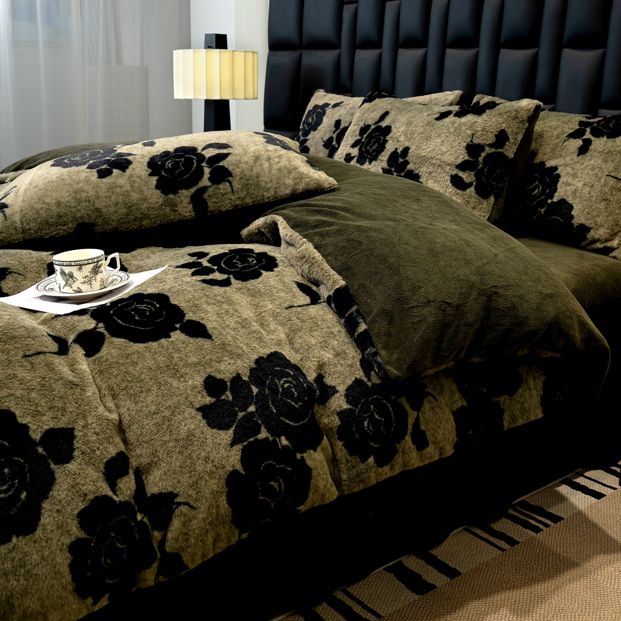 91家纺网 家纺一手货源 找家纺 豫见家纺 2025新款法式美拉德高克重兔毛床单款四件套兔毛简单款 玫瑰庄园