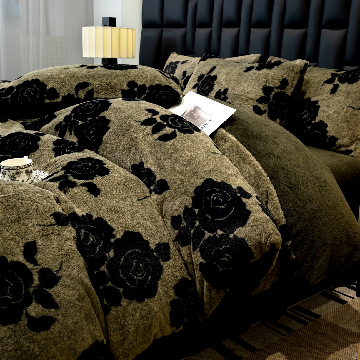 91家纺网 家纺一手货源 找家纺 豫见家纺 2025新款法式美拉德高克重兔毛床单款四件套兔毛简单款 玫瑰庄园