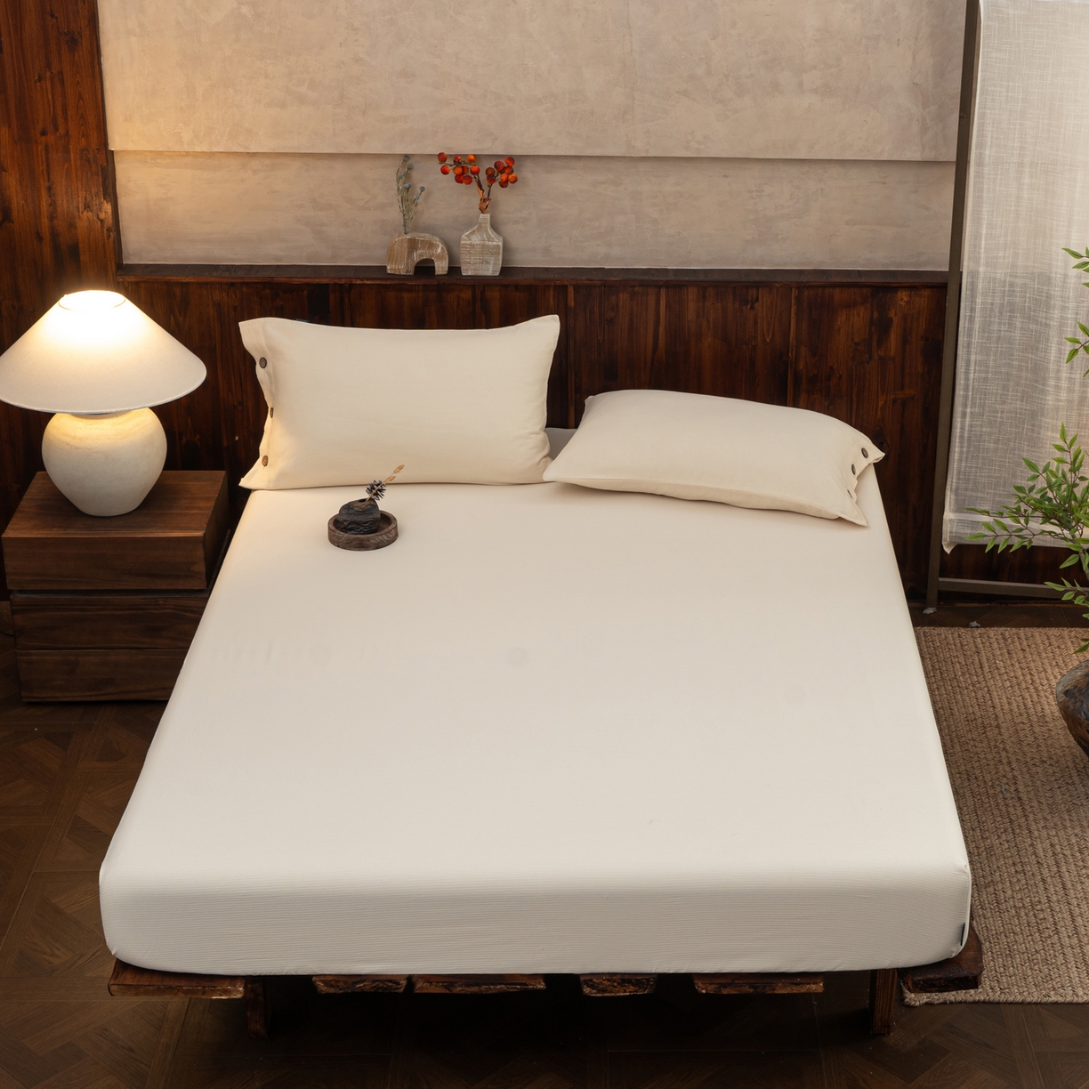 91家纺网 家纺一手货源 找家纺 （总）春皖家纺 2025新款全棉水洗提花磨毛单床笠-风格一