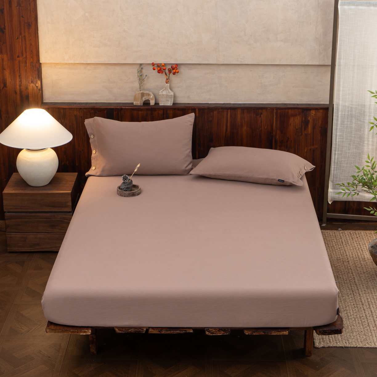 91家纺网 家纺一手货源 找家纺 （总）春皖家纺 2025新款全棉水洗提花磨毛单床笠-风格一