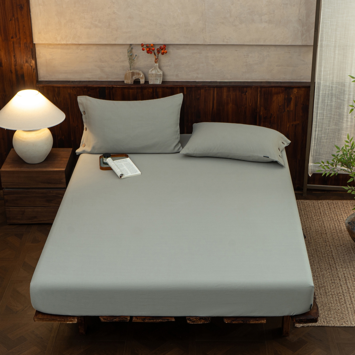 91家纺网 家纺一手货源 找家纺 （总）春皖家纺 2025新款全棉水洗提花磨毛单床笠-风格一