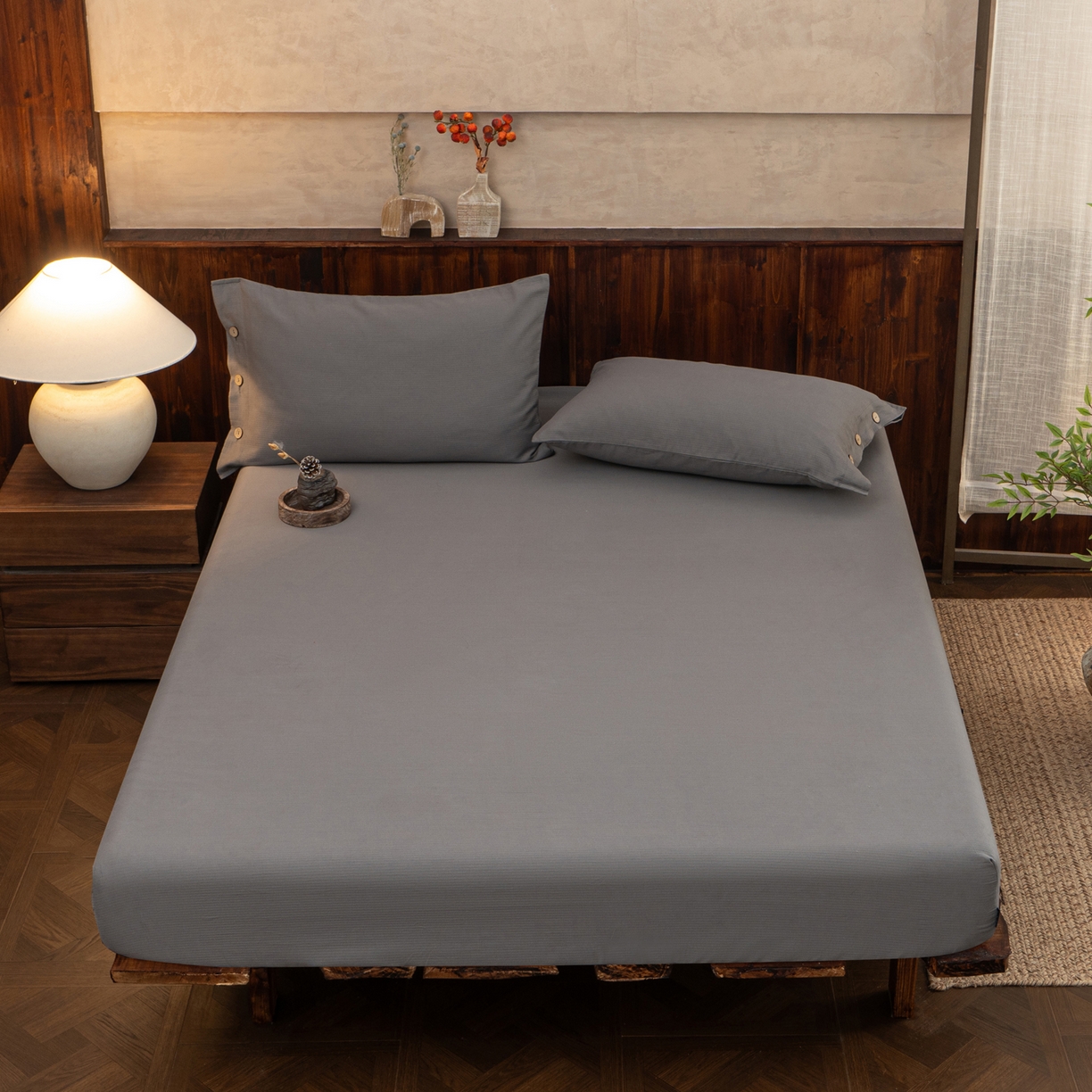 91家纺网 家纺一手货源 找家纺 （总）春皖家纺 2025新款全棉水洗提花磨毛单床笠-风格一