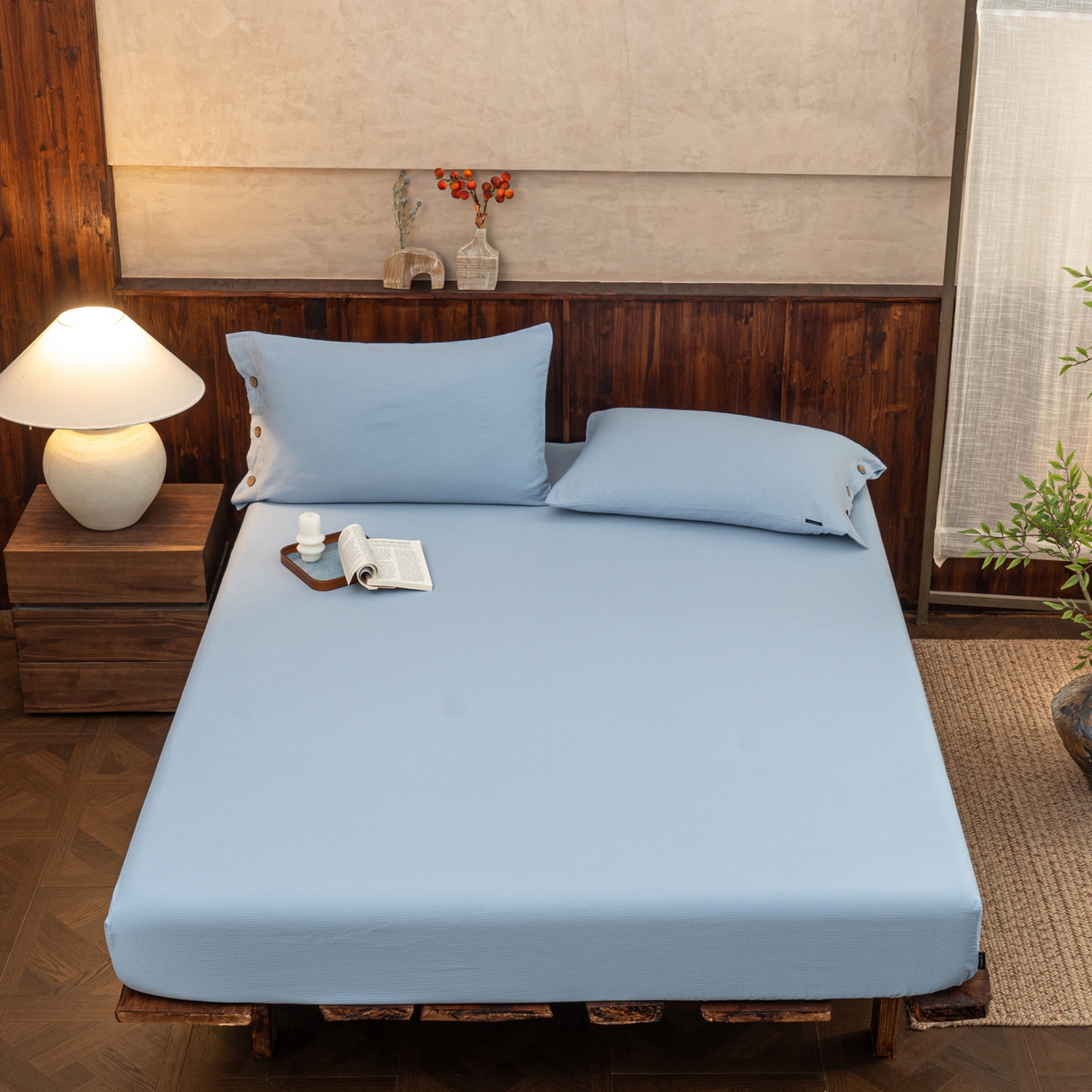 91家纺网 家纺一手货源 找家纺 （总）春皖家纺 2025新款全棉水洗提花磨毛单床笠-风格一