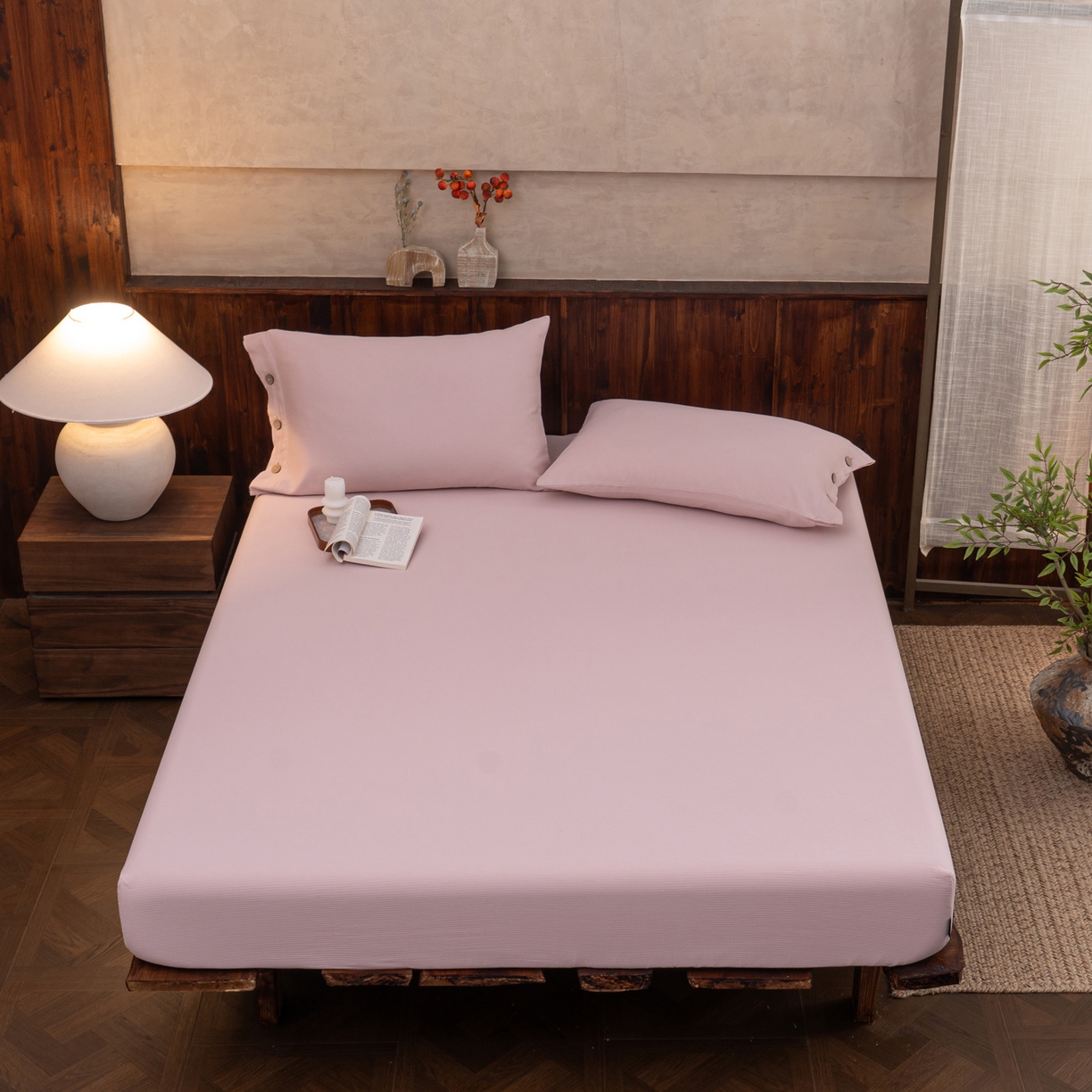 91家纺网 家纺一手货源 找家纺 （总）春皖家纺 2025新款全棉水洗提花磨毛单床笠-风格一