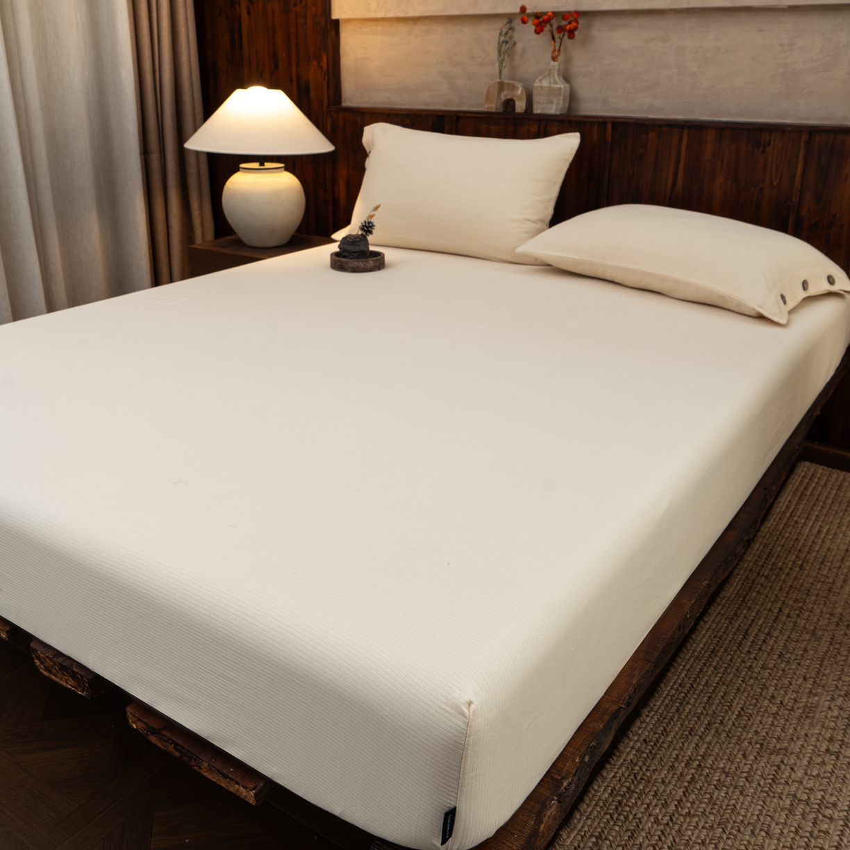 91家纺网 家纺一手货源 找家纺 （总）春皖家纺 2025新款全棉水洗提花磨毛单床笠-风格一