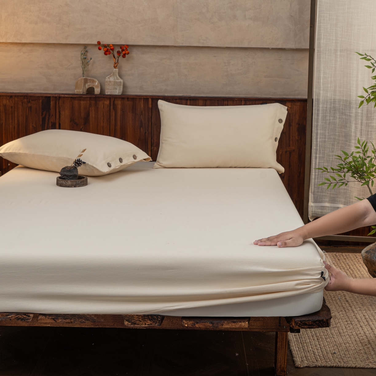 91家纺网 家纺一手货源 找家纺 （总）春皖家纺 2025新款全棉水洗提花磨毛单床笠-风格一