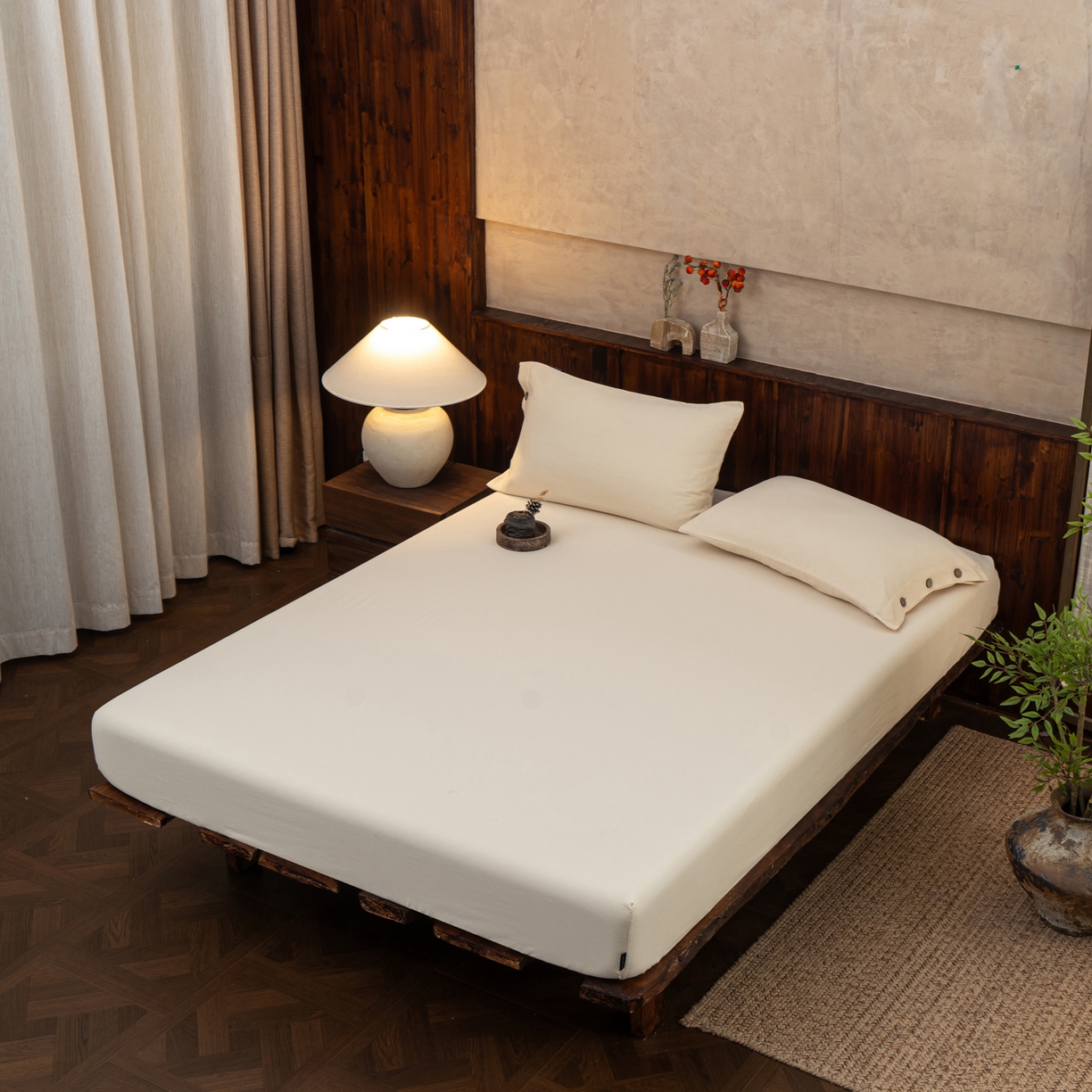 91家纺网 家纺一手货源 找家纺 （总）春皖家纺 2025新款全棉水洗提花磨毛单床笠-风格一