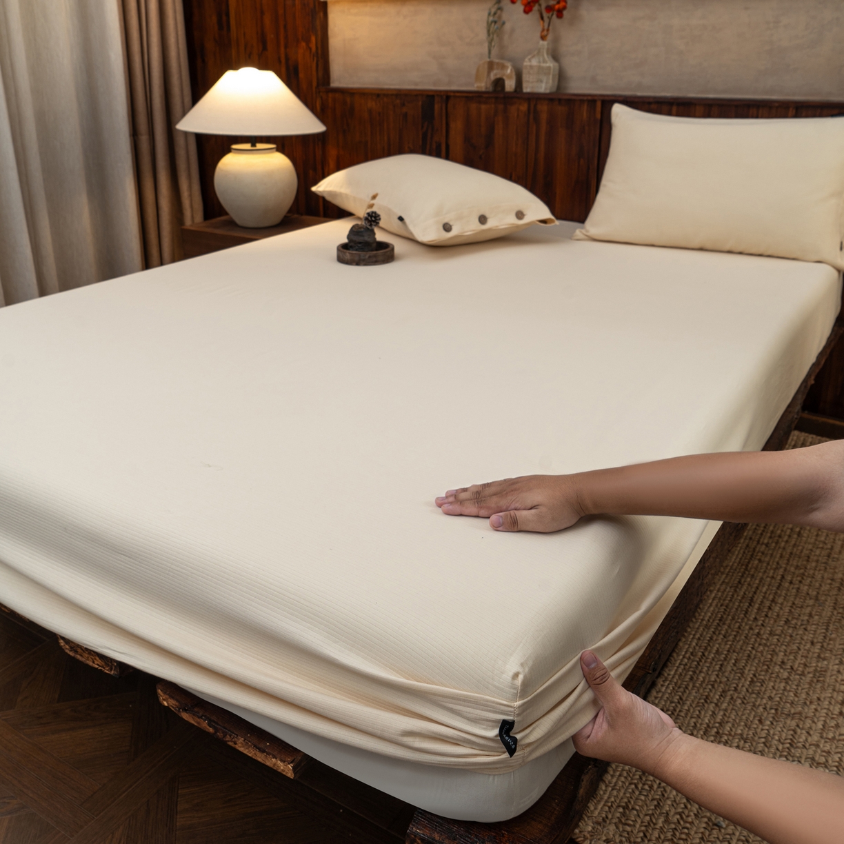 91家纺网 家纺一手货源 找家纺 （总）春皖家纺 2025新款全棉水洗提花磨毛单床笠-风格一