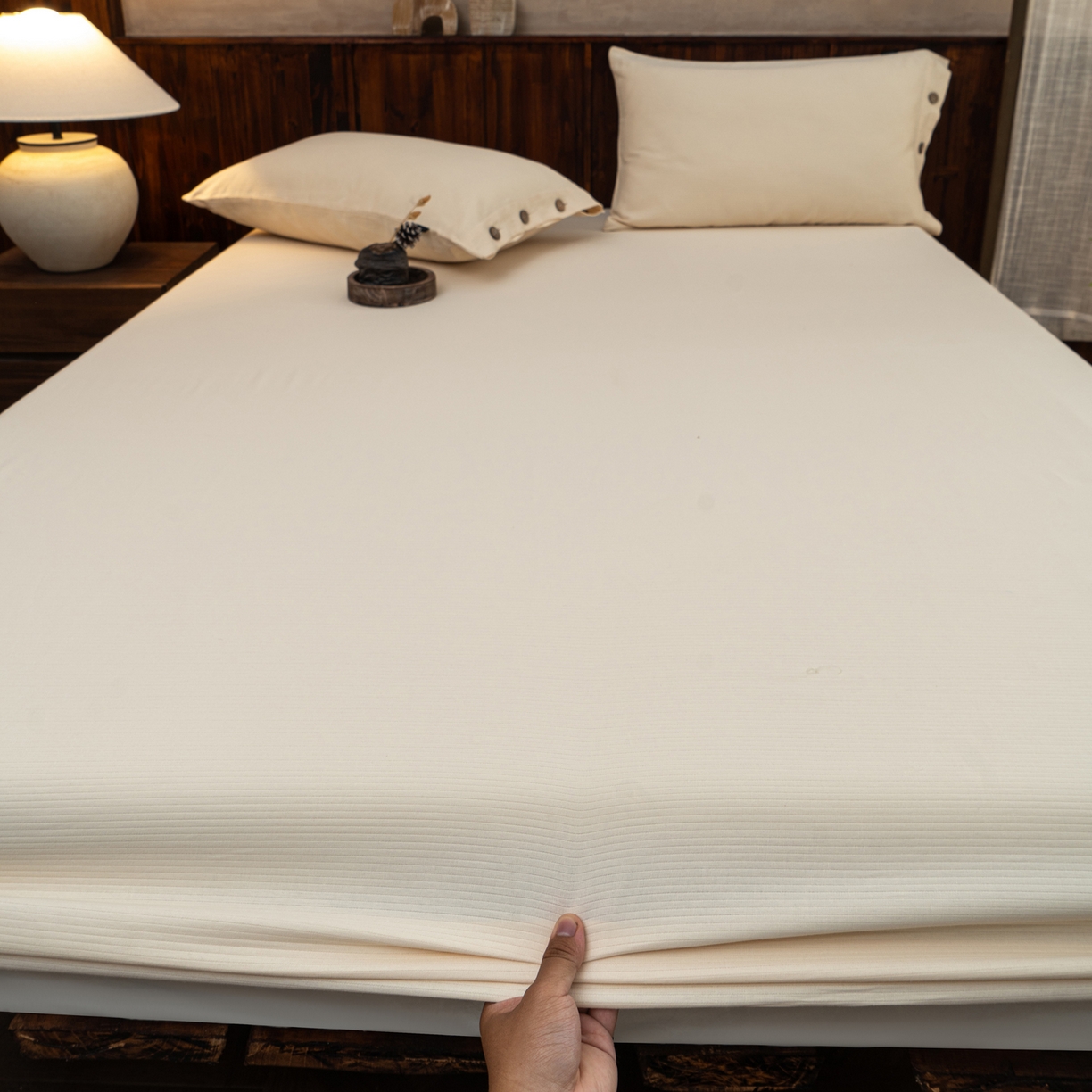 91家纺网 家纺一手货源 找家纺 （总）春皖家纺 2025新款全棉水洗提花磨毛单床笠-风格一