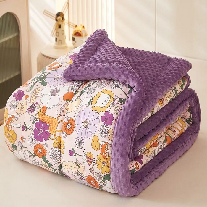 91家纺网 家纺一手货源 找家纺 蔻之羽 2025新款水洗棉豆豆被夏被春秋被豆豆绒冬被直播爆款被子被芯 动物世界