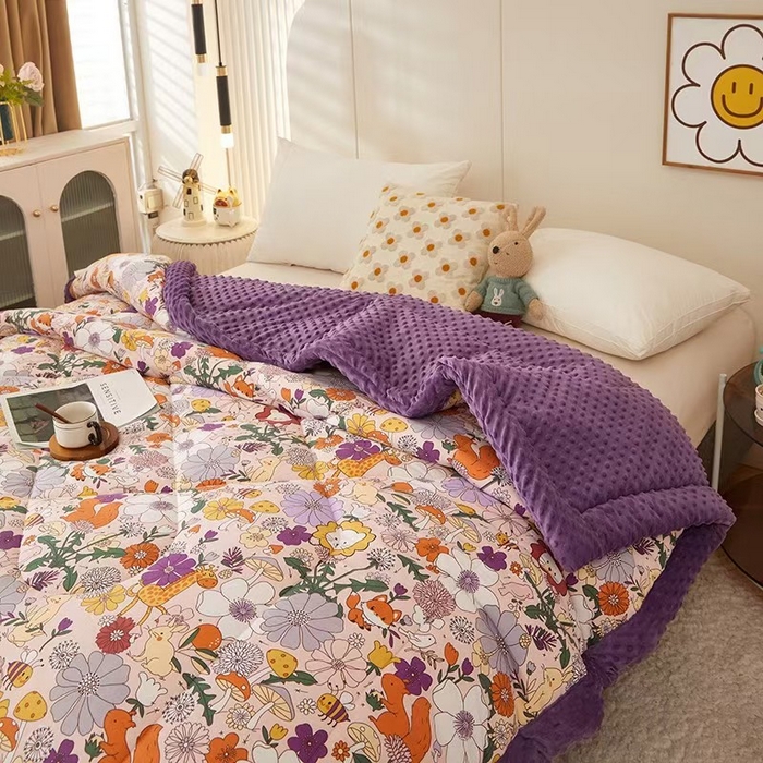 91家纺网 家纺一手货源 找家纺 蔻之羽 2025新款水洗棉豆豆被夏被春秋被豆豆绒冬被直播爆款被子被芯 动物世界