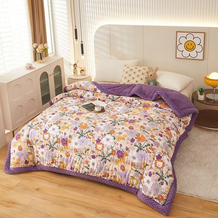 91家纺网 家纺一手货源 找家纺 蔻之羽 2025新款水洗棉豆豆被夏被春秋被豆豆绒冬被直播爆款被子被芯 动物世界