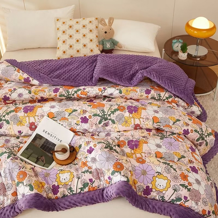 91家纺网 家纺一手货源 找家纺 蔻之羽 2025新款水洗棉豆豆被夏被春秋被豆豆绒冬被直播爆款被子被芯 动物世界