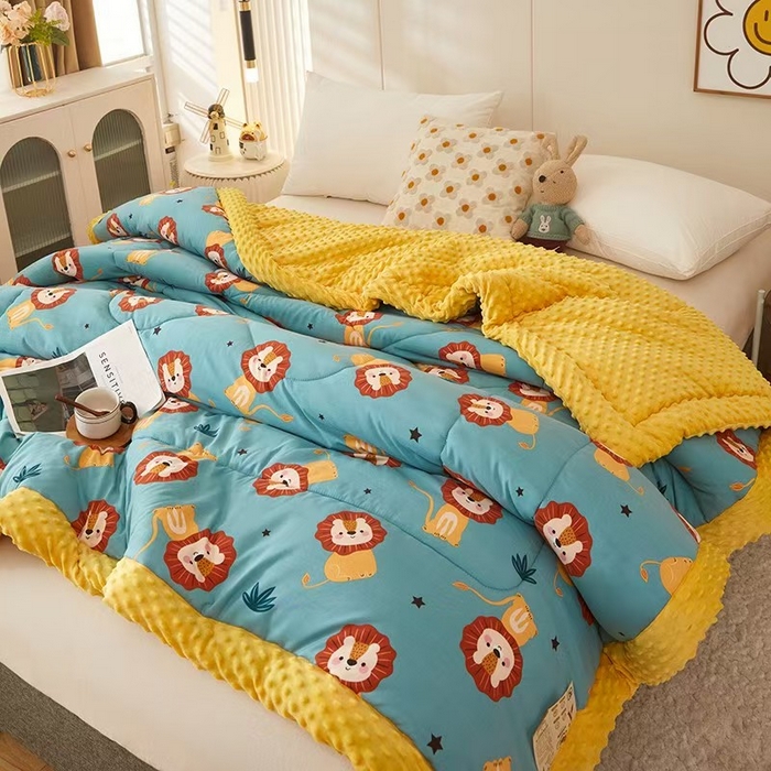 91家纺网 家纺一手货源 找家纺 蔻之羽 2025新款水洗棉豆豆被夏被春秋被豆豆绒冬被直播爆款被子被芯 狮子王国