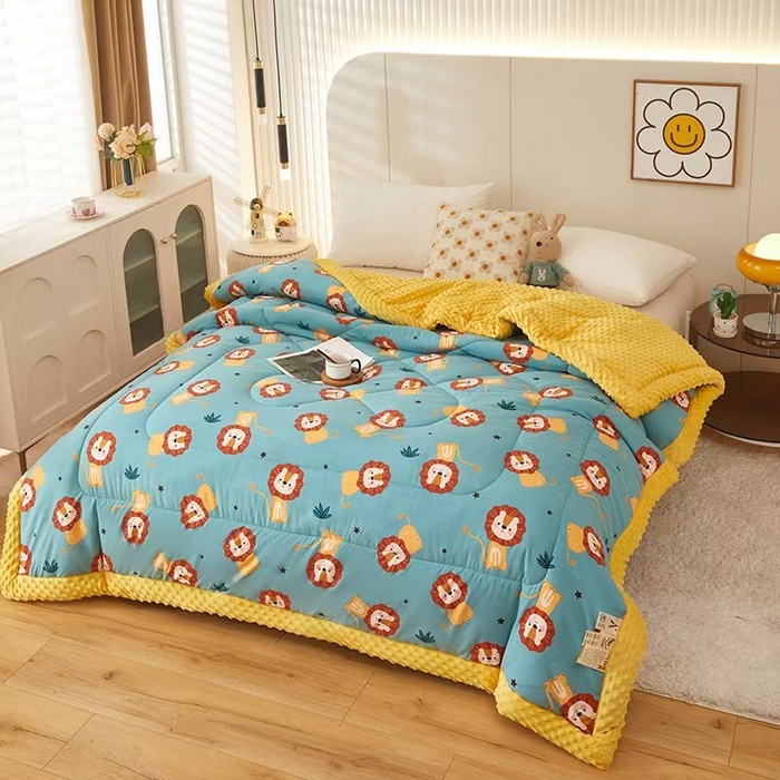 91家纺网 家纺一手货源 找家纺 蔻之羽 2025新款水洗棉豆豆被夏被春秋被豆豆绒冬被直播爆款被子被芯 狮子王国