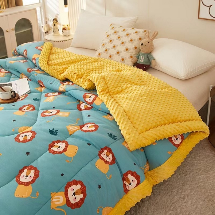 91家纺网 家纺一手货源 找家纺 蔻之羽 2025新款水洗棉豆豆被夏被春秋被豆豆绒冬被直播爆款被子被芯 狮子王国