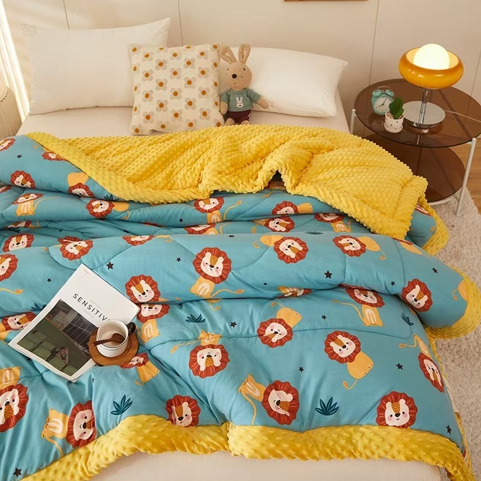 91家纺网 家纺一手货源 找家纺 蔻之羽 2025新款水洗棉豆豆被夏被春秋被豆豆绒冬被直播爆款被子被芯 狮子王国