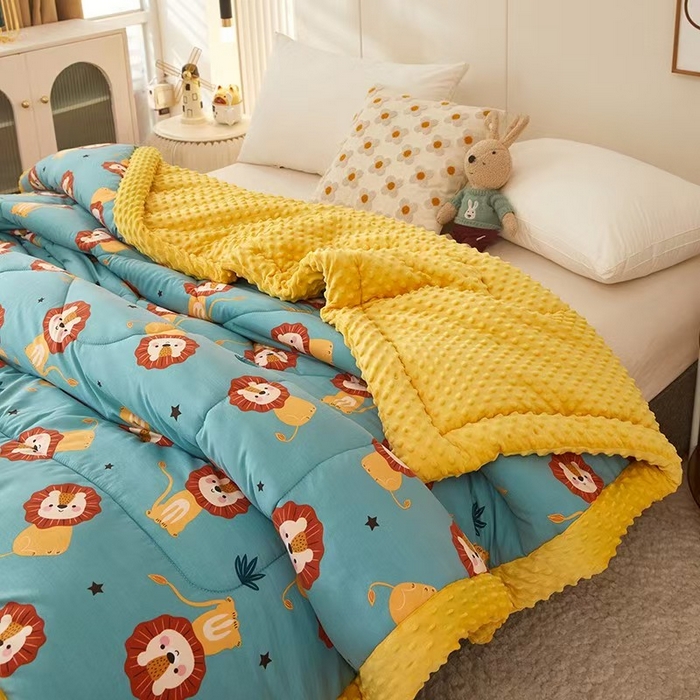 91家纺网 家纺一手货源 找家纺 蔻之羽 2025新款水洗棉豆豆被夏被春秋被豆豆绒冬被直播爆款被子被芯 狮子王国