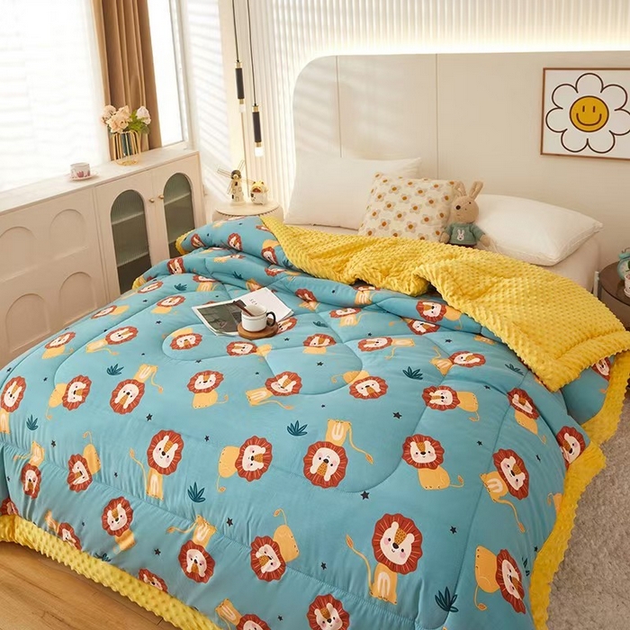 91家纺网 家纺一手货源 找家纺 蔻之羽 2025新款水洗棉豆豆被夏被春秋被豆豆绒冬被直播爆款被子被芯 狮子王国