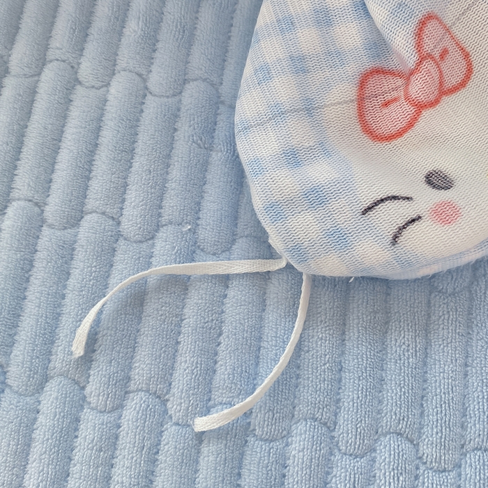 91家纺网 家纺一手货源 找家纺 豫见家纺 2025新款高克重牛奶绒夹棉床盖四件套 甜心凯蒂-蓝