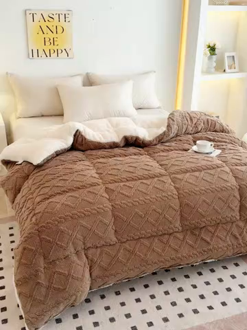 91家纺网 家纺一手货源 找家纺 （总）畅销被业 2025新款塔芙绒羊羔绒提花冬被子被芯-小银杏叶系列