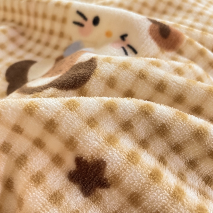 91家纺网 家纺一手货源 找家纺 豫见家纺 2025新款高克重牛奶绒夹棉床盖四件套 甜心凯蒂-棕