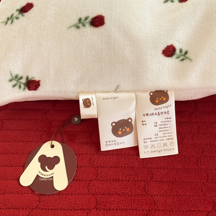 91家纺网 家纺一手货源 找家纺 豫见家纺 2025新款高克重牛奶绒夹棉床盖四件套 小玫瑰