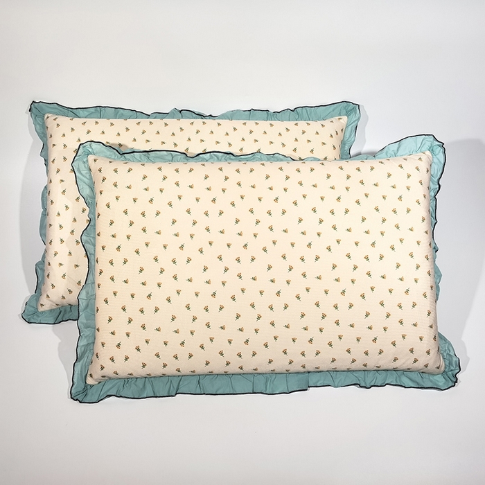 91家纺网 家纺一手货源 找家纺 （总）呦呦南宋 2025新款针织绒48x74cm枕套双面两用韩版绣线花边中层超声波夹棉一对装单品隐藏拉链款枕头套