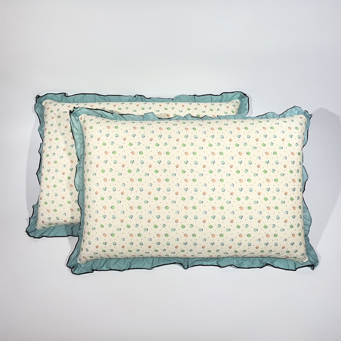 91家纺网 家纺一手货源 找家纺 （总）呦呦南宋 2025新款针织绒48x74cm枕套双面两用韩版绣线花边中层超声波夹棉一对装单品隐藏拉链款枕头套