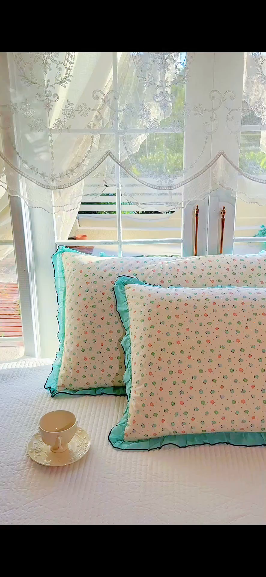 91家纺网 家纺一手货源 找家纺 （总）呦呦南宋 2025新款针织绒48x74cm枕套双面两用韩版绣线花边中层超声波夹棉一对装单品隐藏拉链款枕头套